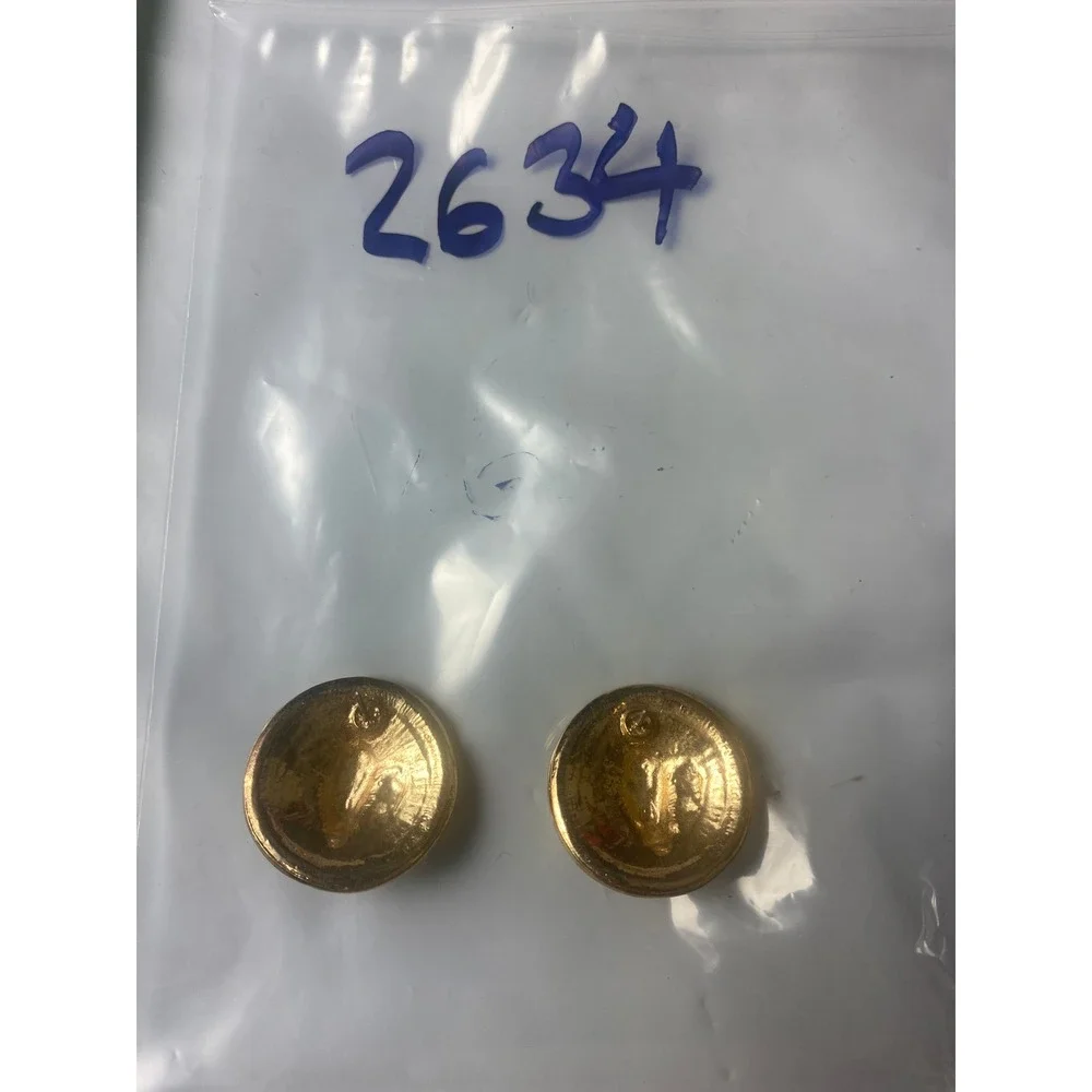 Gold Lion Head Stud Earrings Rhinestone Halo Round Statement Jewelry 2634